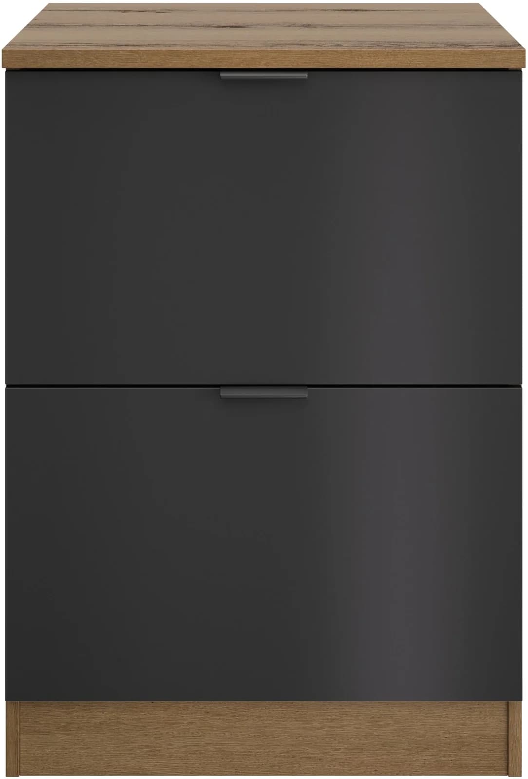 Schrankmodule GAMI "Eden Küche Topfschrank B.60 2 Auszügen" Schwarz Eiche Helvezia Nachbildung