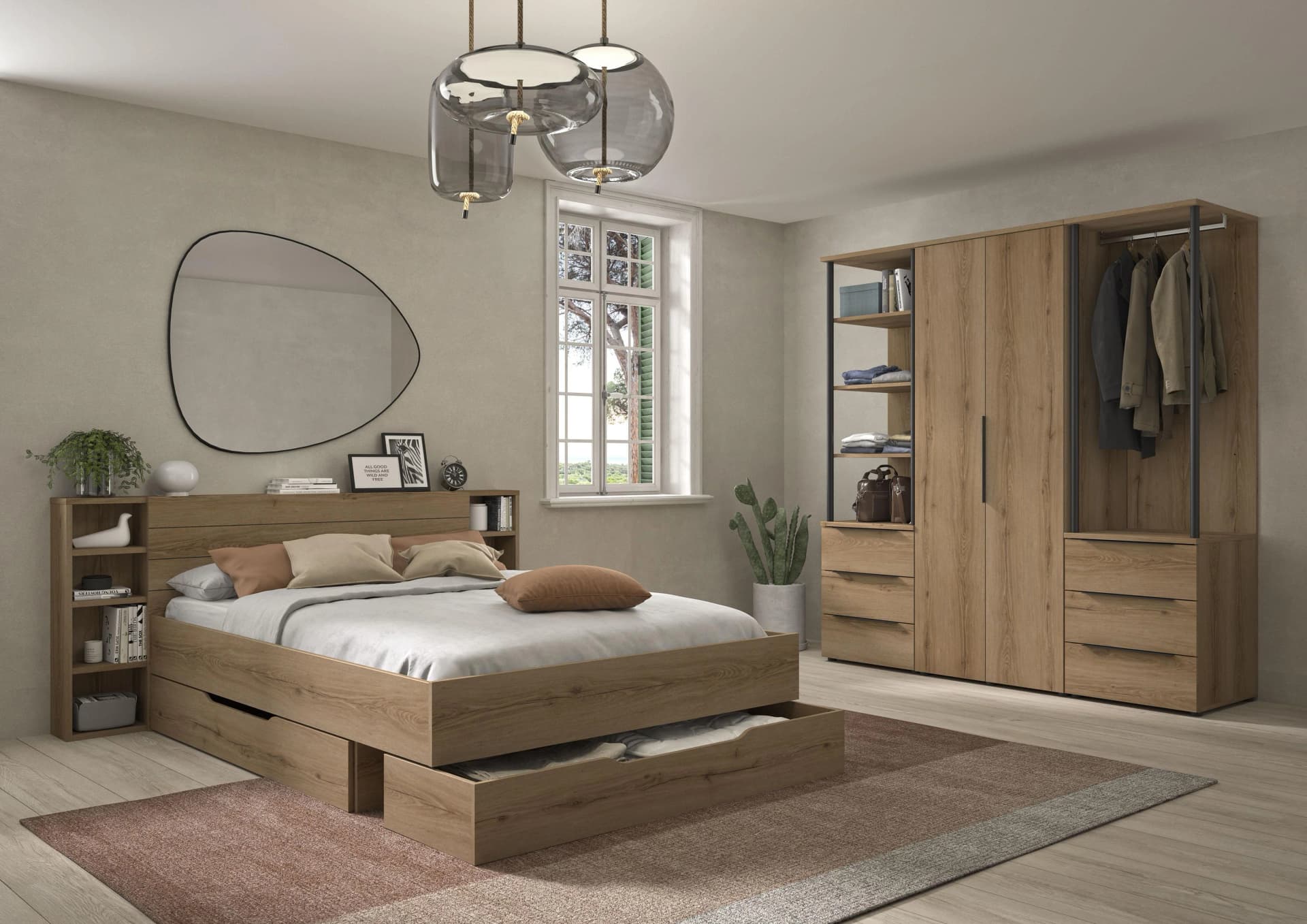 Schlafzimmer-Set GAMI Braun Eiche Helvezia