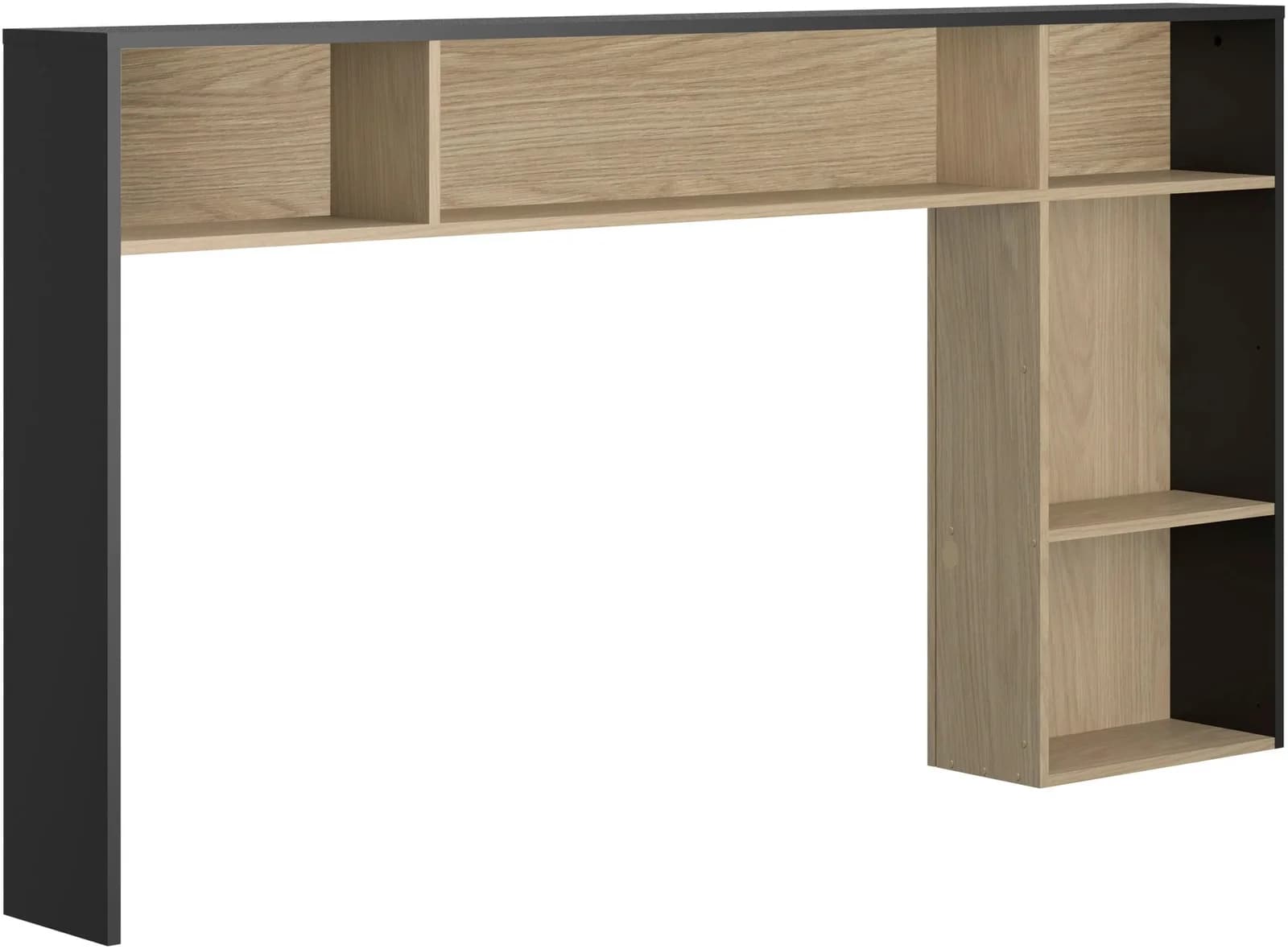 Bücherregal GAMI Kopfteil Bett Naël Schwarz Eiche Nachbildung 196x104x22 cm