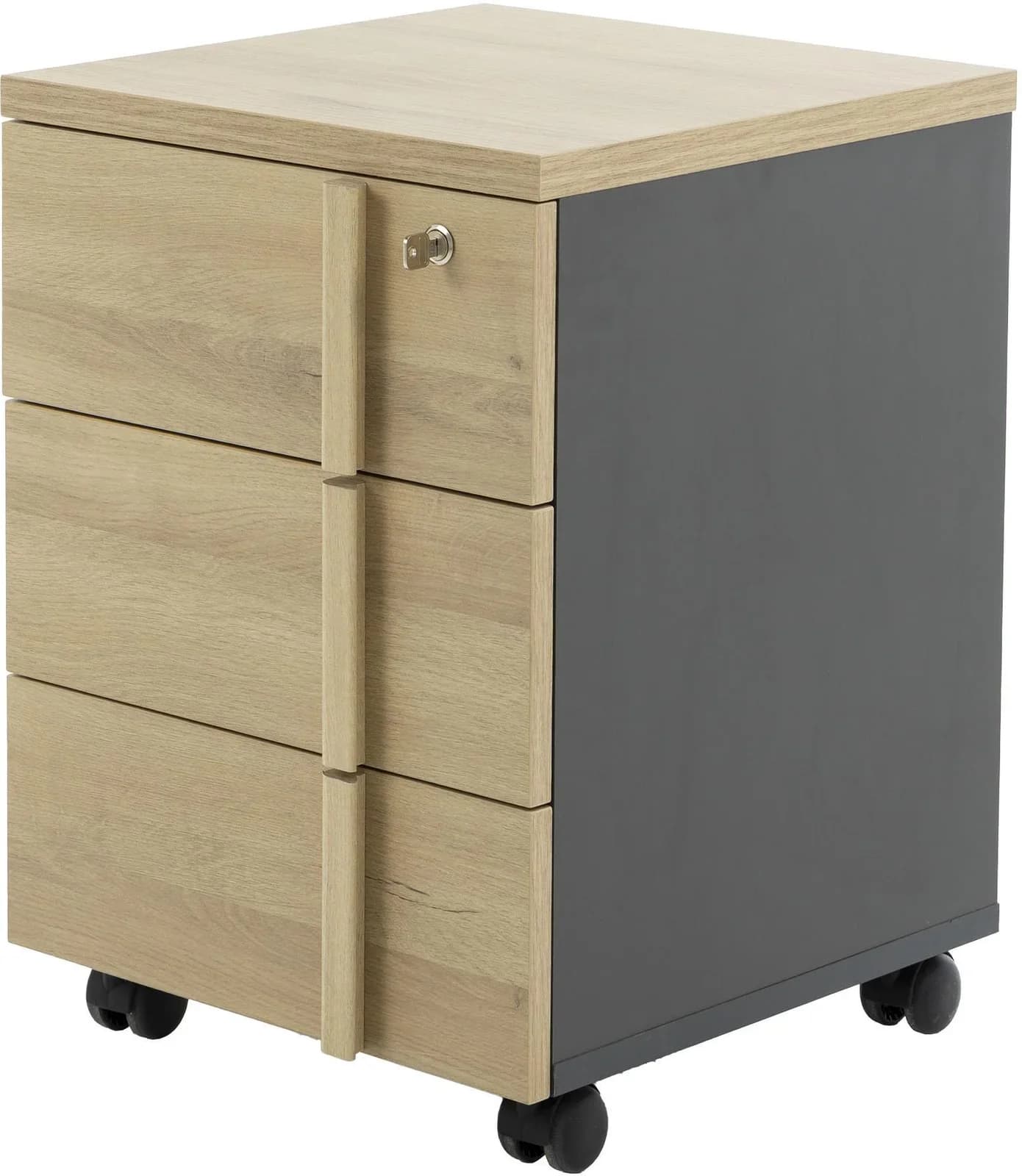 GAMI Rollladenschrank ITALIC 3 Schubladen Eiche Bocage Anthrazit