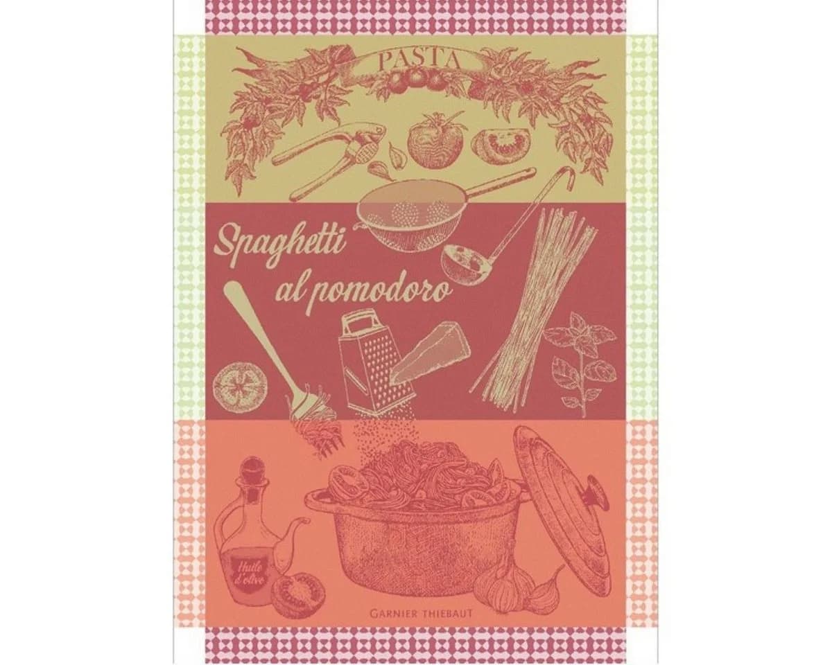 Garnier Thiebaut Geschirrtuch Spaghetti Pomodoro Basilic Jacquard 100% Baumwolle