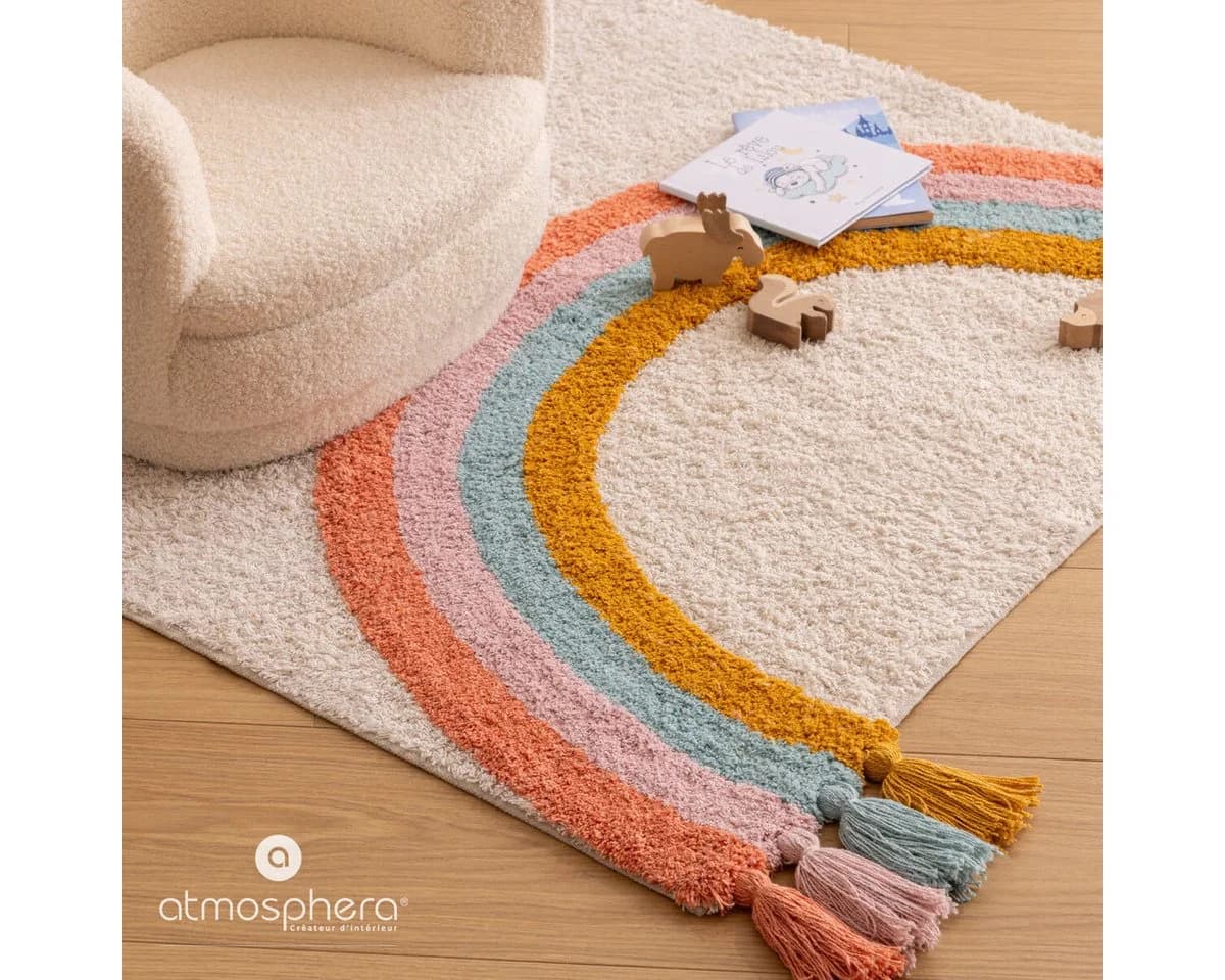 Atmosphera Kinderteppich RAINBOW Bunt Baumwolle