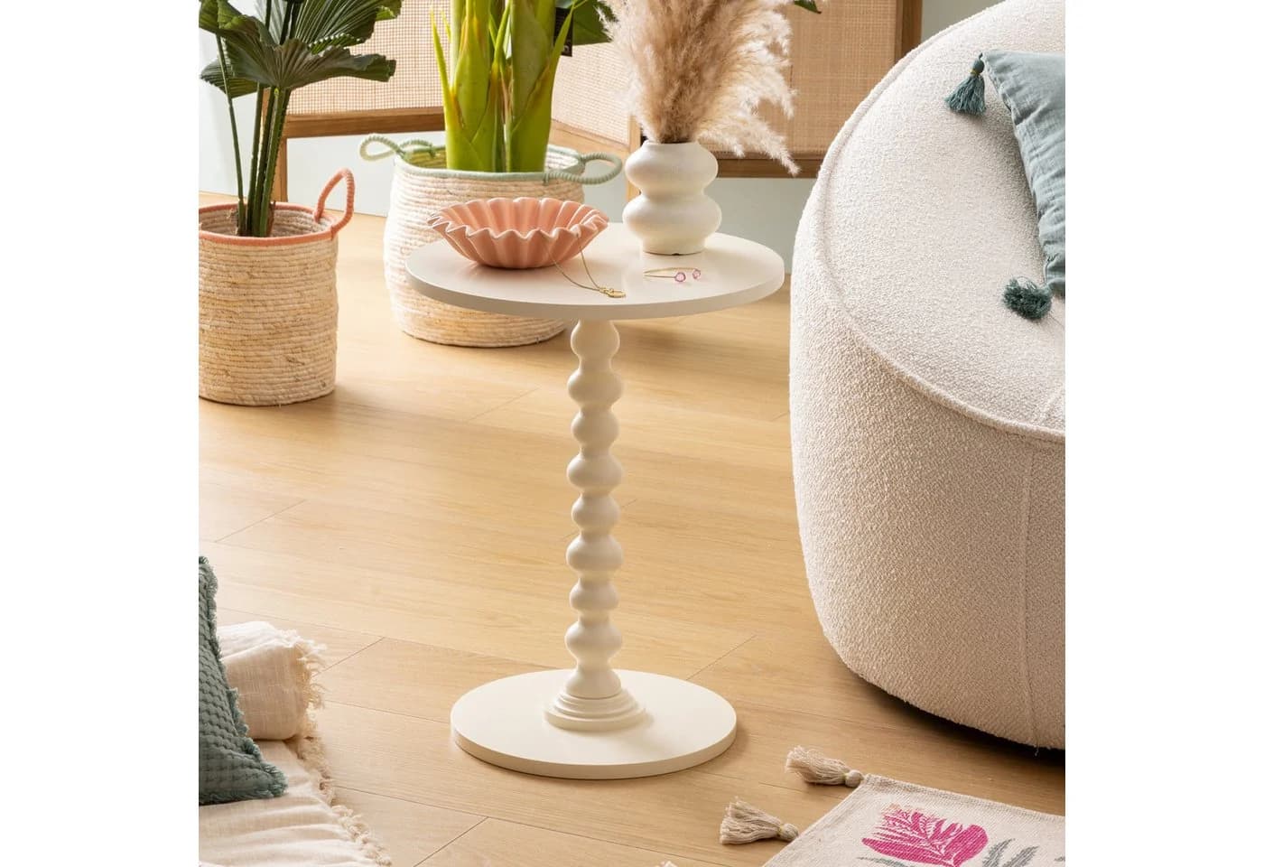 Atmosphera Beistelltisch ALIX Beige/Weiß MDF
