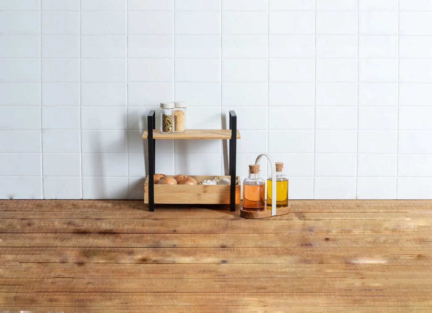 5five Simply Smart Küchenregal ORDERA Schwarz Bambus mit Behälter