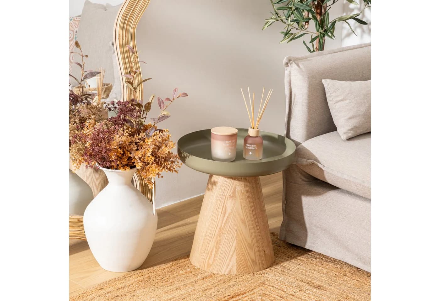 Atmosphera Créateur d'intérieur Beistelltisch HERCYNA 40 cm Grün/Beige