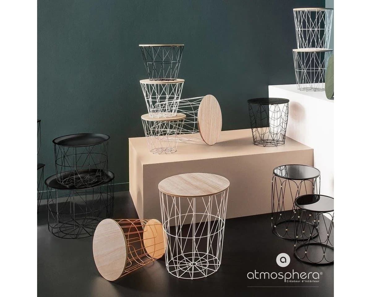 Atmosphera Créateur d'intérieur Beistelltisch Weiß Metallkorb