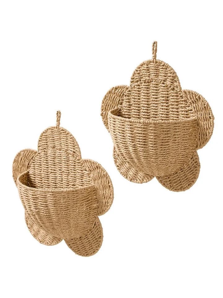 vertbaudet 2er-Set Wandkörbe BLUME Beige Papierkordel