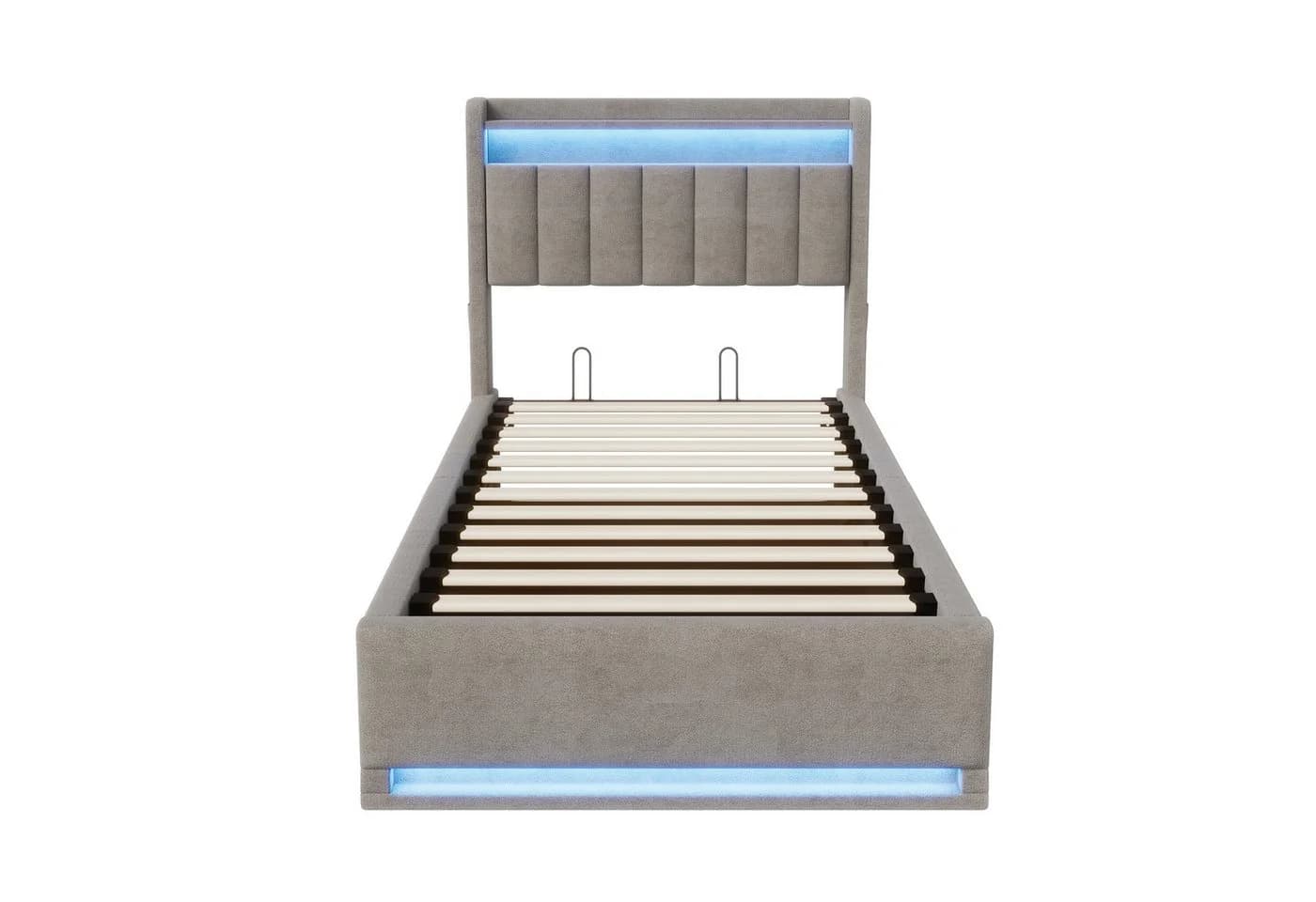 Gdood LED Polsterbett 90x200 cm Grau