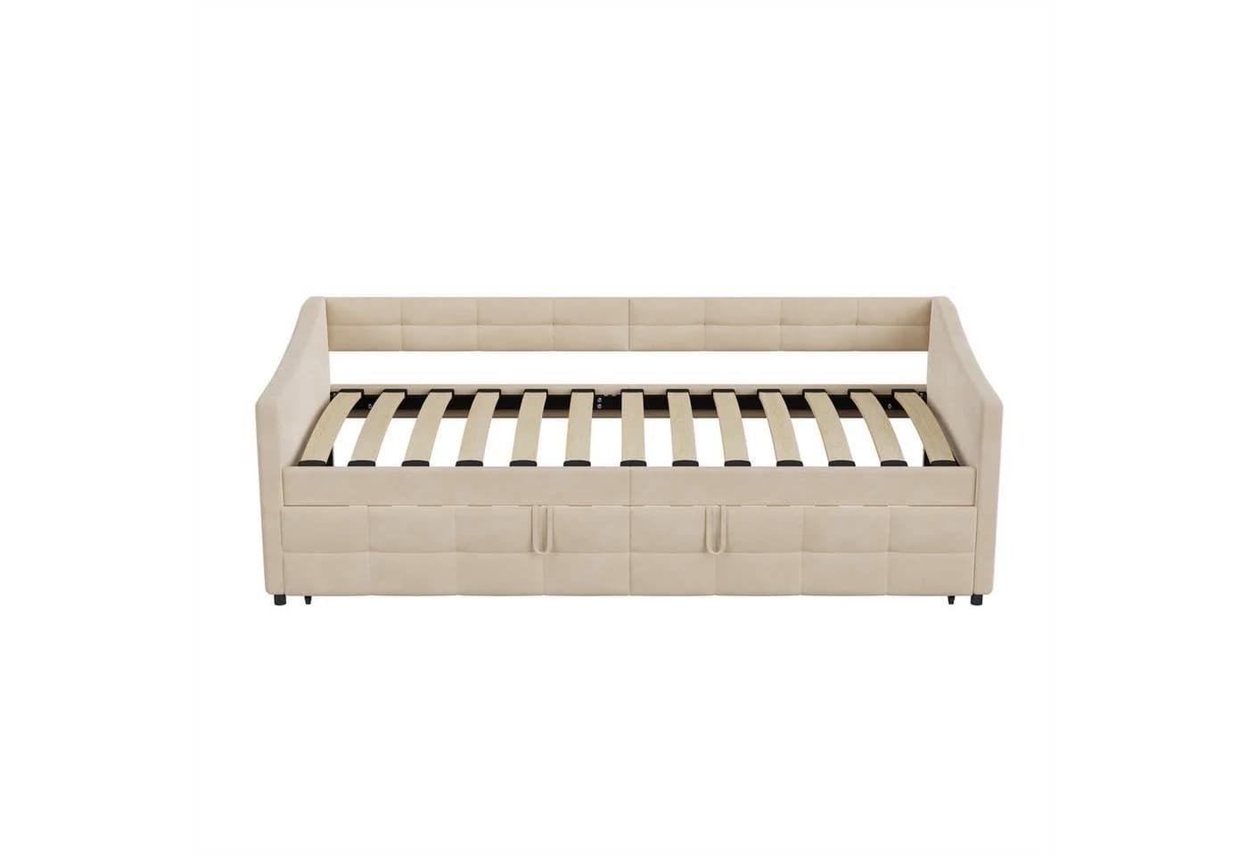 Gdood Polsterbett Ausziehbar Samt Beige