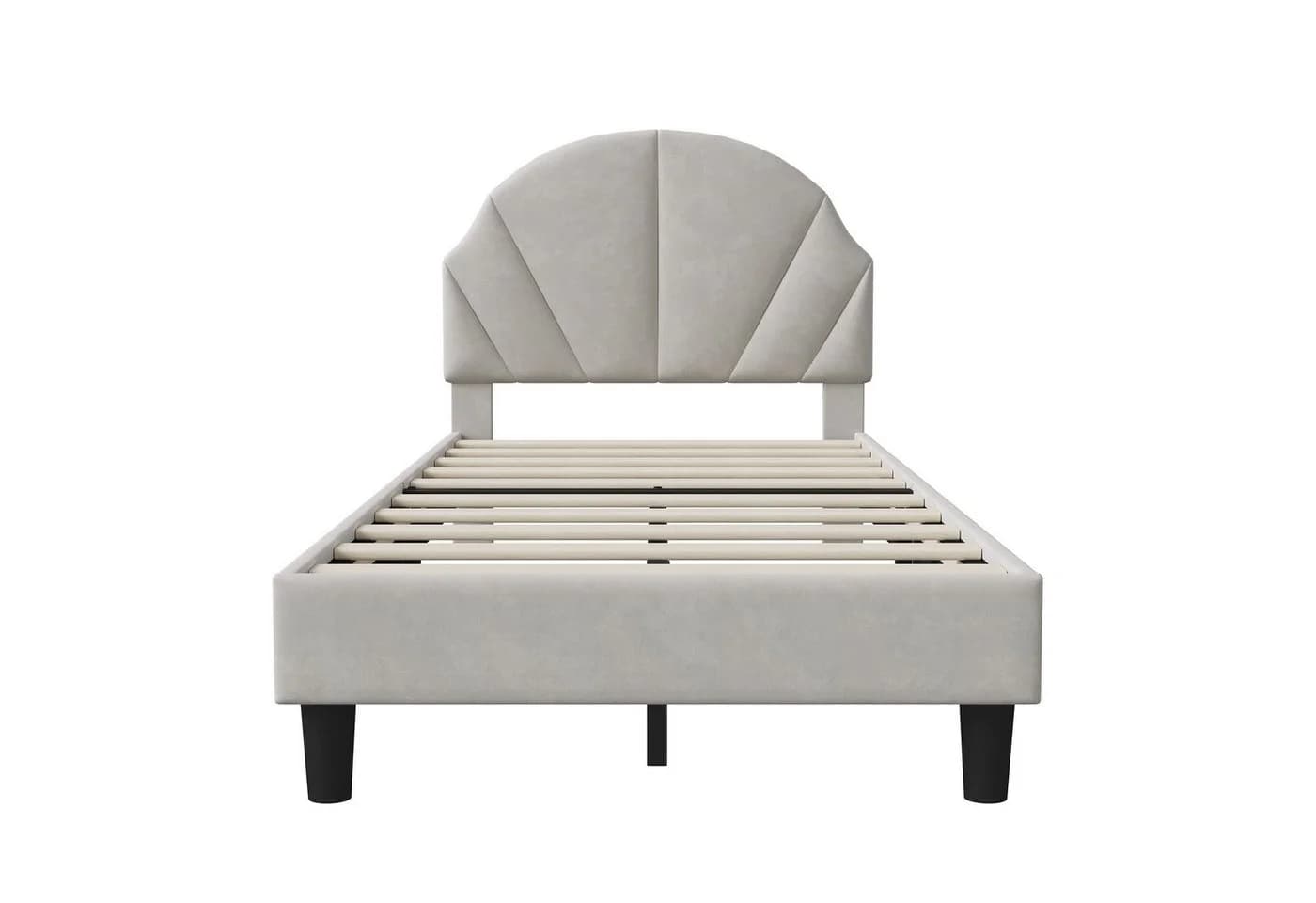 Gdood Polsterbett Einzelbett Samt Beige mit Lattenrost