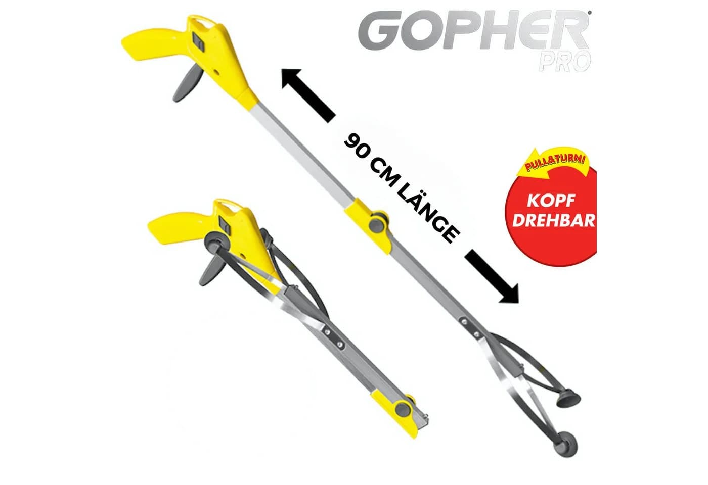 Venteo Greifzange GOPHER PINCE GREIFARM 90 cm mit Saugnäpfen