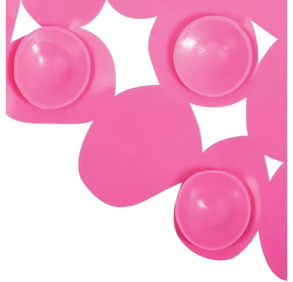 MSV Duschmatte KIESELSTEIN Pink Rutschfest PVC mit Saugnäpfen