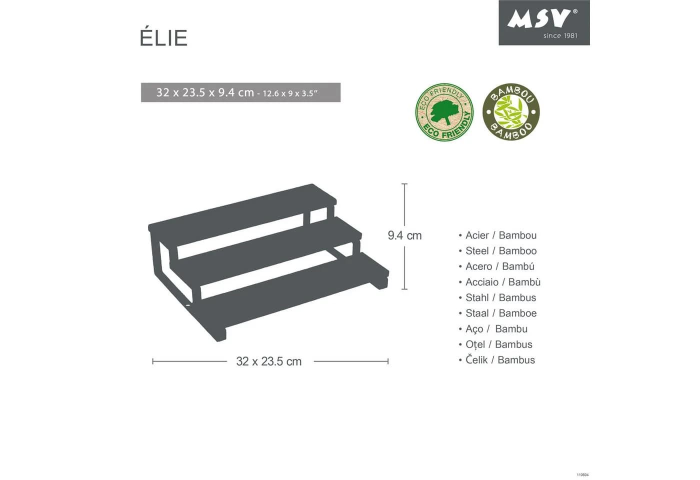 MSV Gewürzregal Schwarz Bambus Stahl Küchen Organizer