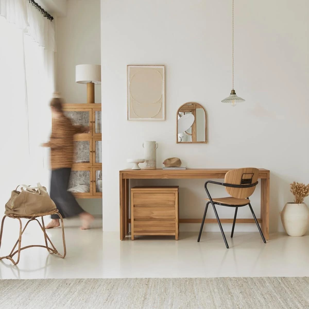 Tikamoon Schreibtisch Massivholz Teak Natur