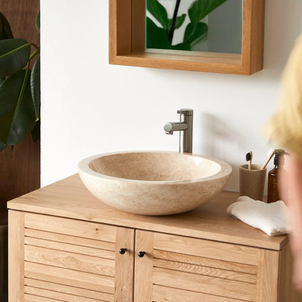 Marmor-Waschbecken Calypso Cream, rund, poliert