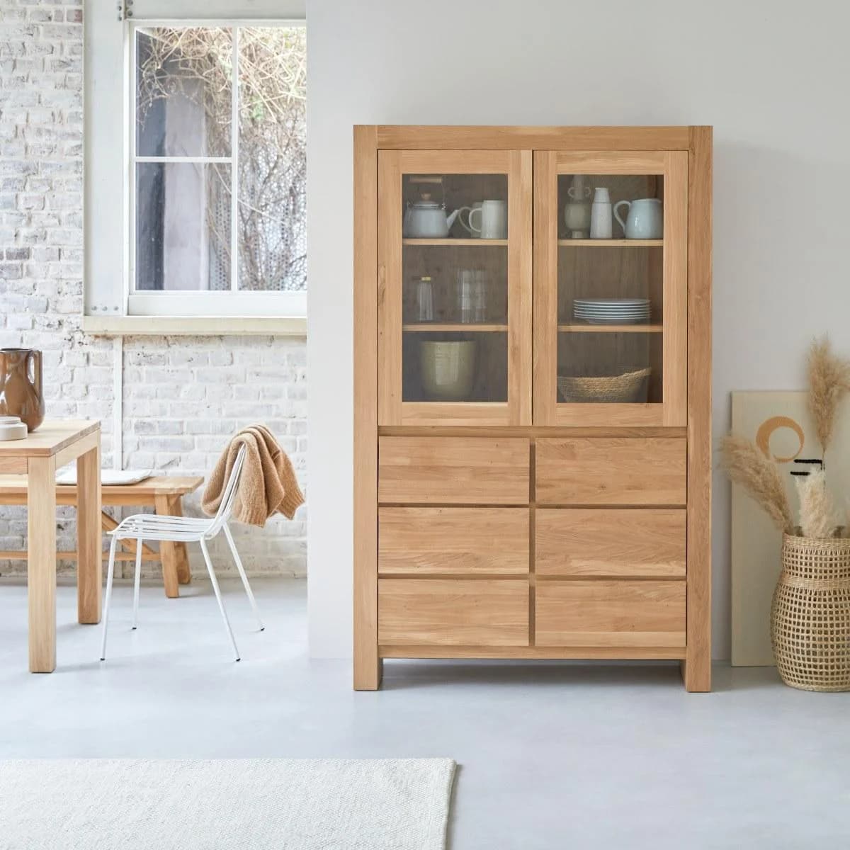 Tikamoon Geschirrschrank Eden Massivholz Eiche 120
