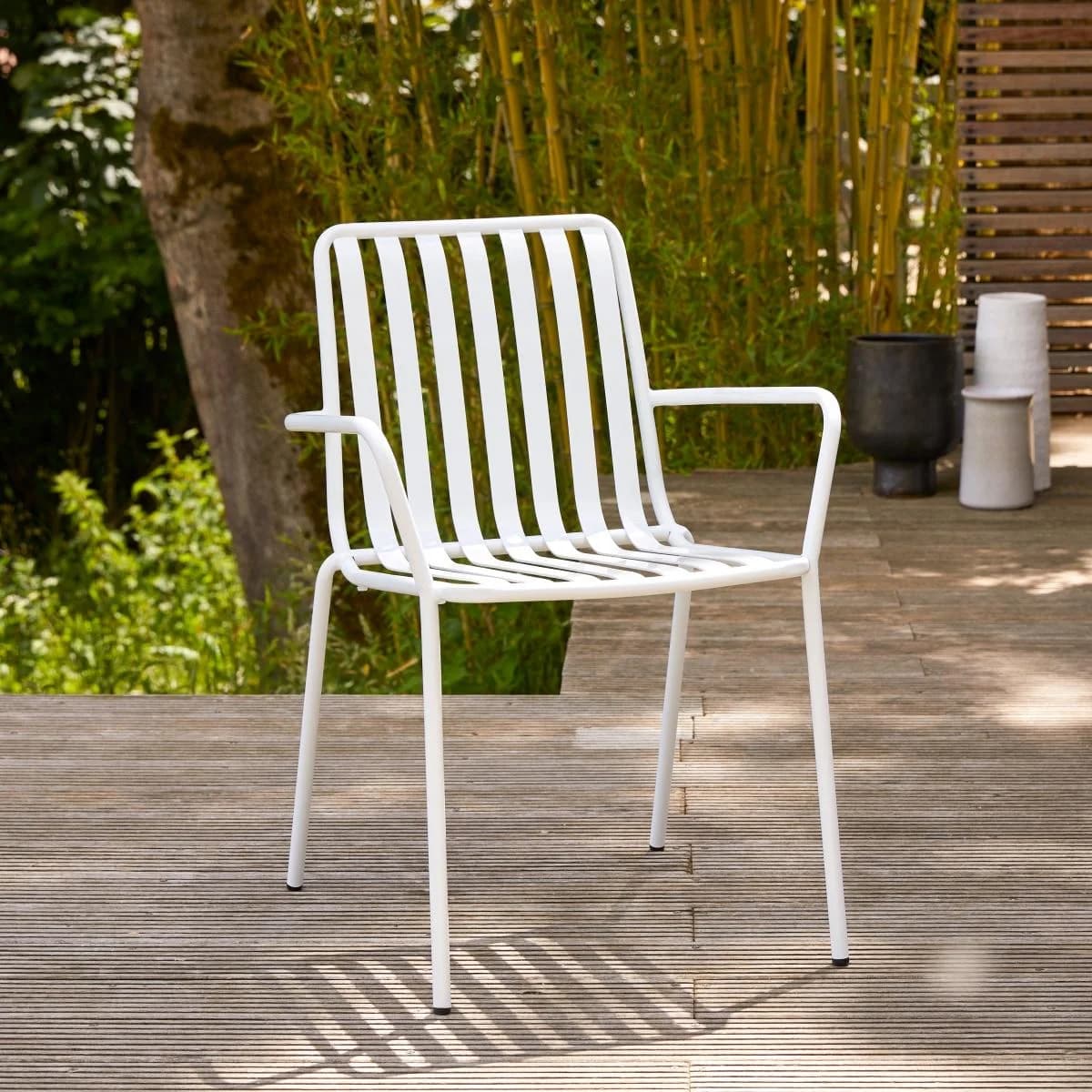 Tikamoon Outdoor Lehnstuhl Gaby White Metall