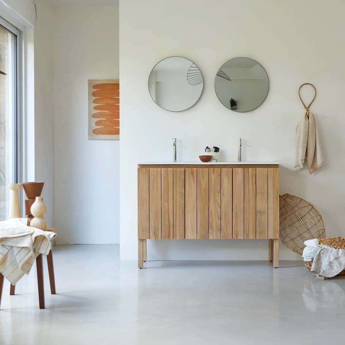 Tikamoon Doppelwaschtisch aus Teakholz 120 cm