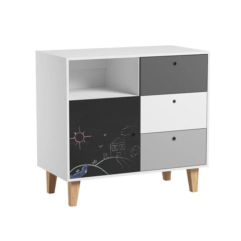 KINDERKOMMODE Schwarz Holz