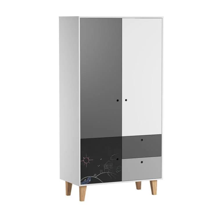 SCHRANK grau und schwarz Holzwerkstoff Modern