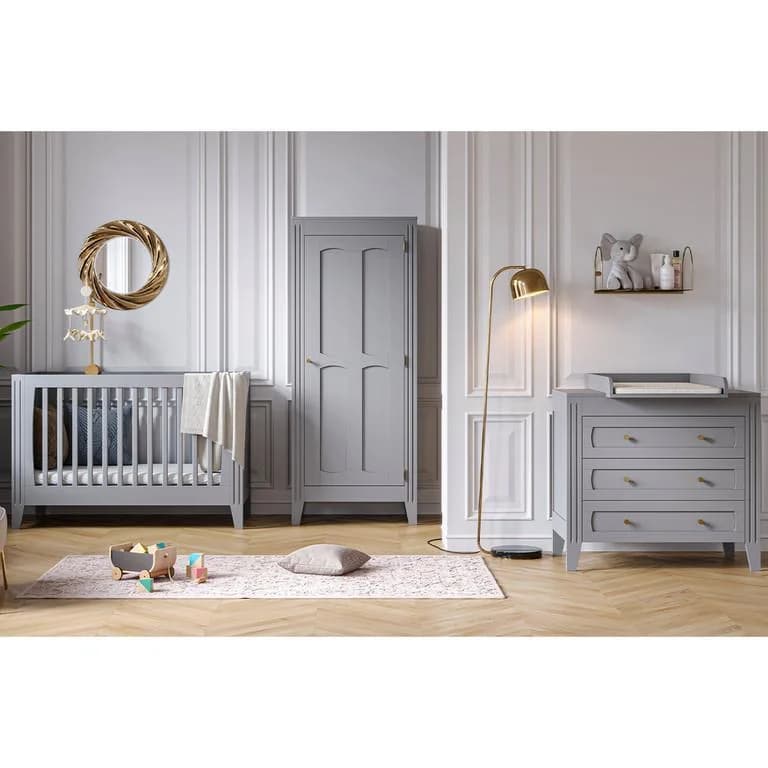 BABYZIMMER 3-teilig Grau Holz Set