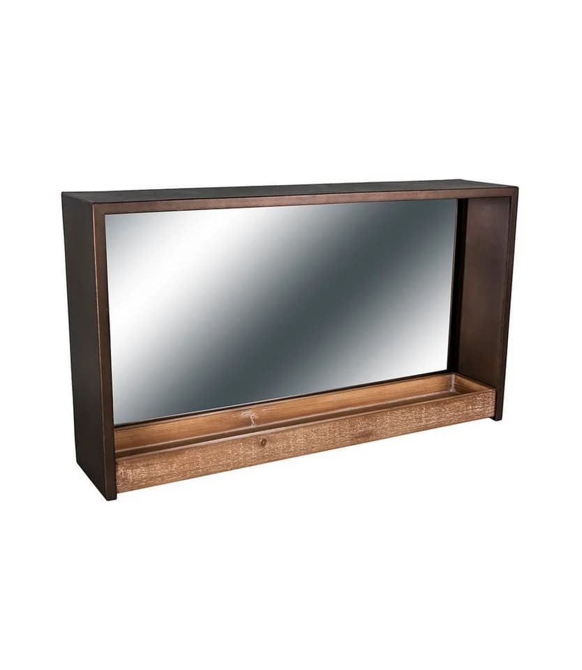 AnticLine Wandspiegel Vintage Metall-Holz Antikgrau Braun