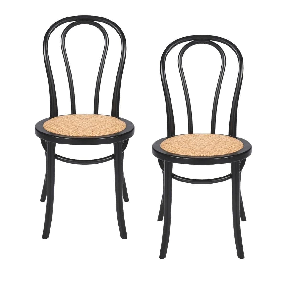 Signature Esszimmerstühle Hartholz Schwarz Rattan 2er Set