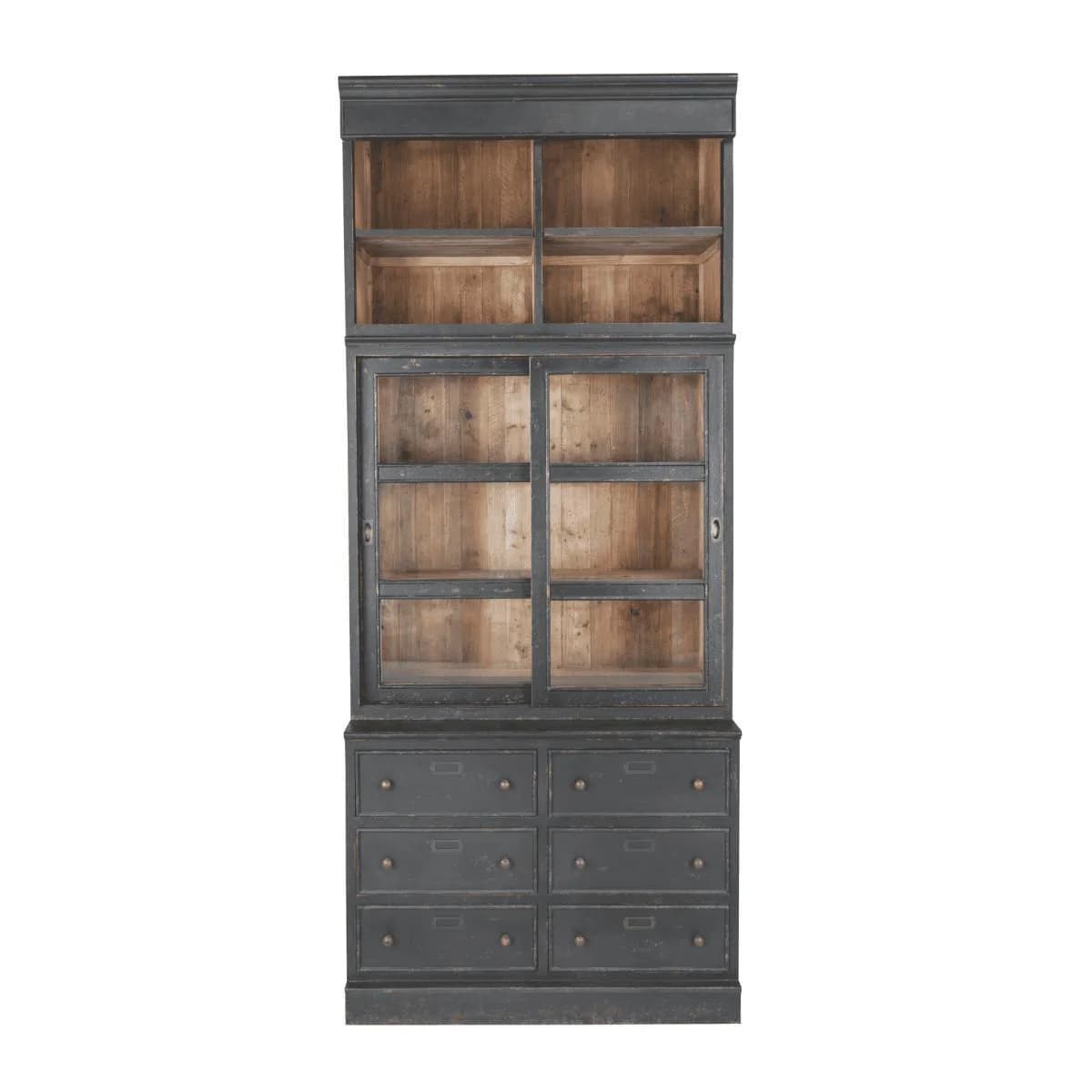 Signature Bücherregal Massivkiefer Schwarz H240 cm