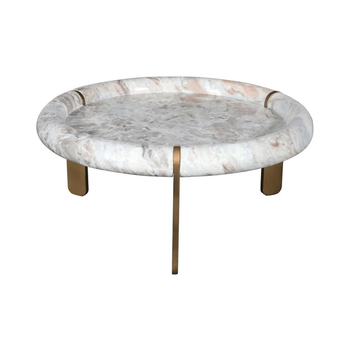 Signature Couchtisch Groß Marmor Metall 80x80 cm Braun