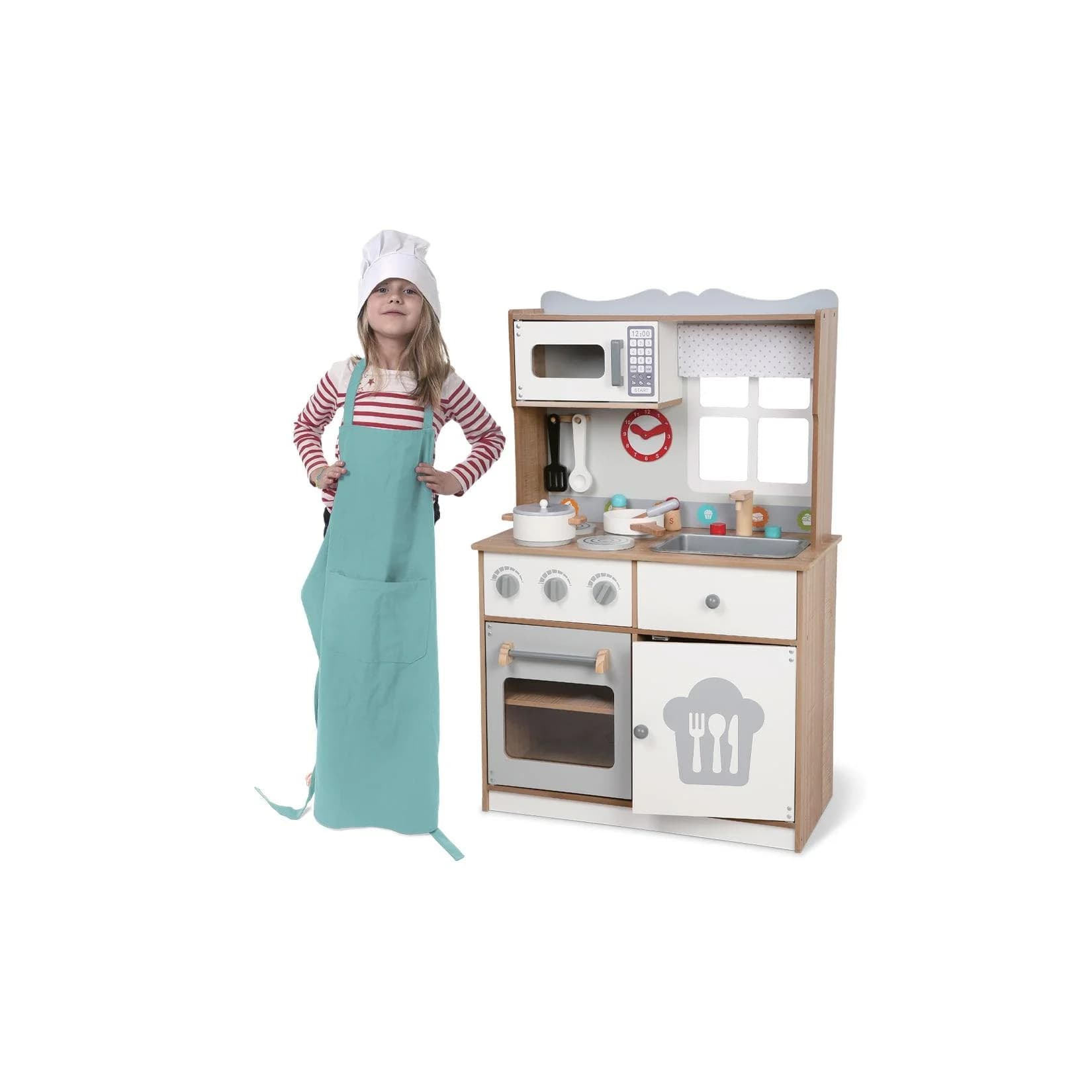 Moni Kinderküche 7253 aus Holz 14-tlg mit Spülbecken Herd