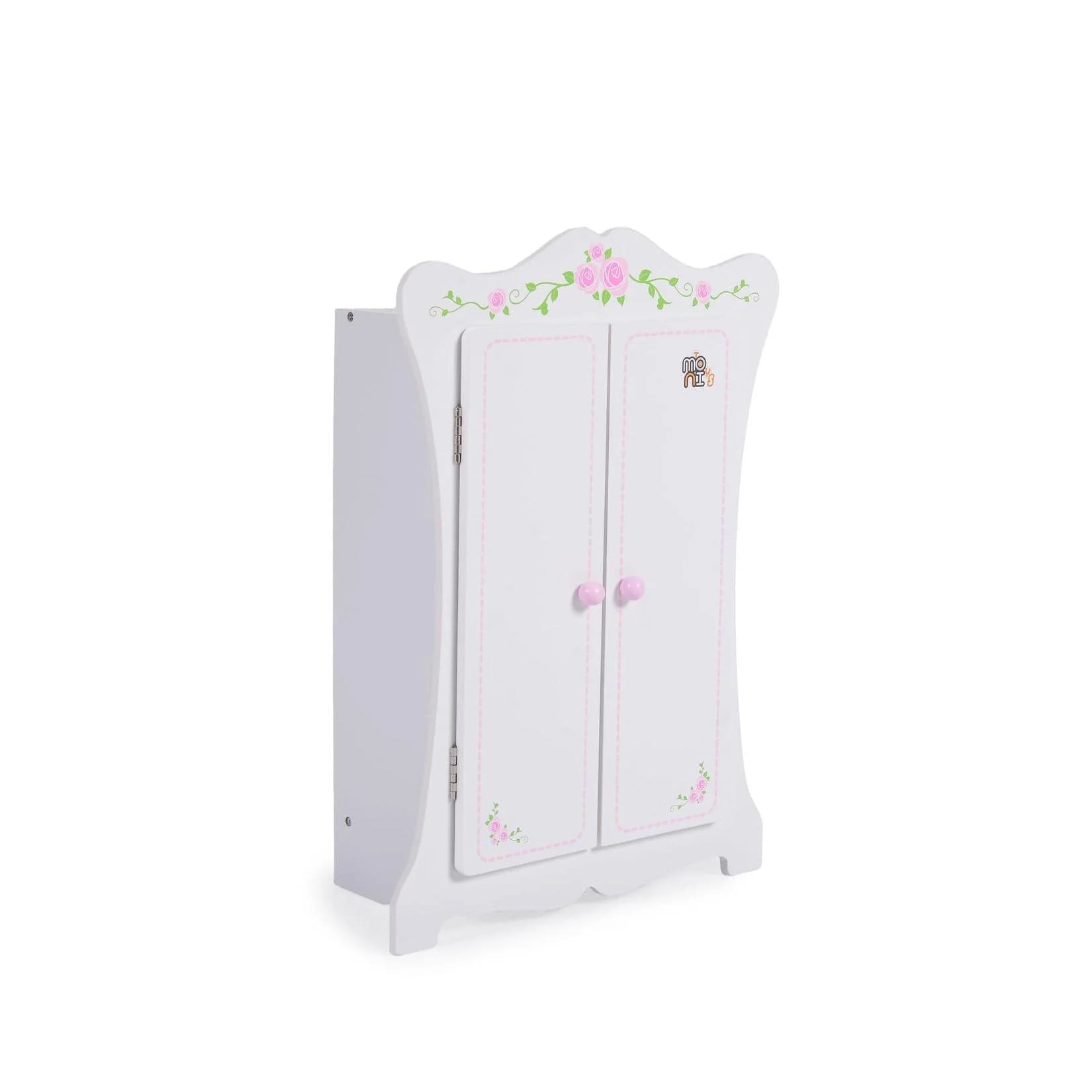 Moni Puppenkleiderschrank PH12B011 Weiß mit 3 Kleiderbügeln