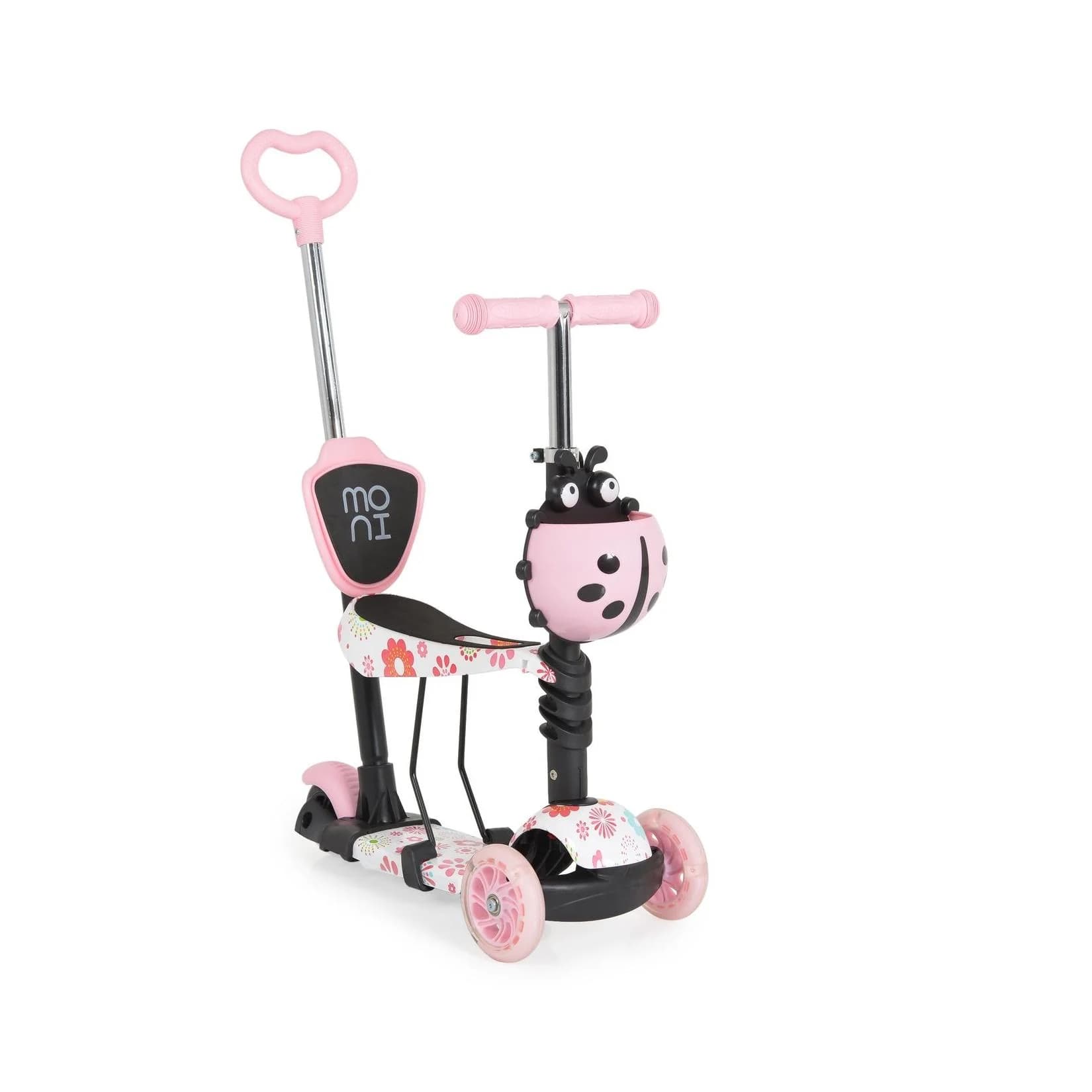 Moni Kinderroller Lollipop 3 in 1 Schiebestange rosa