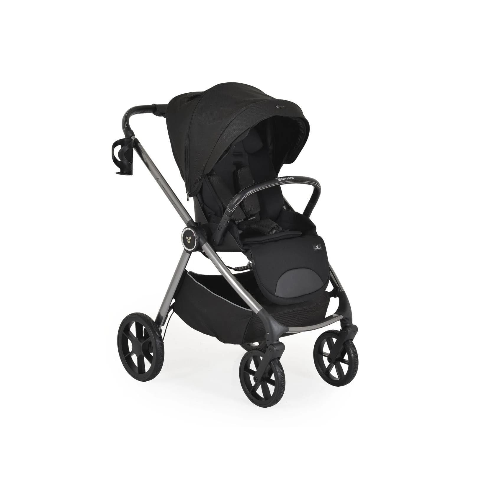 Cangaroo Kombikinderwagen Unique 3 in 1 Babyschale Stoßdämpfer PU-Räder Tasche Schwarz