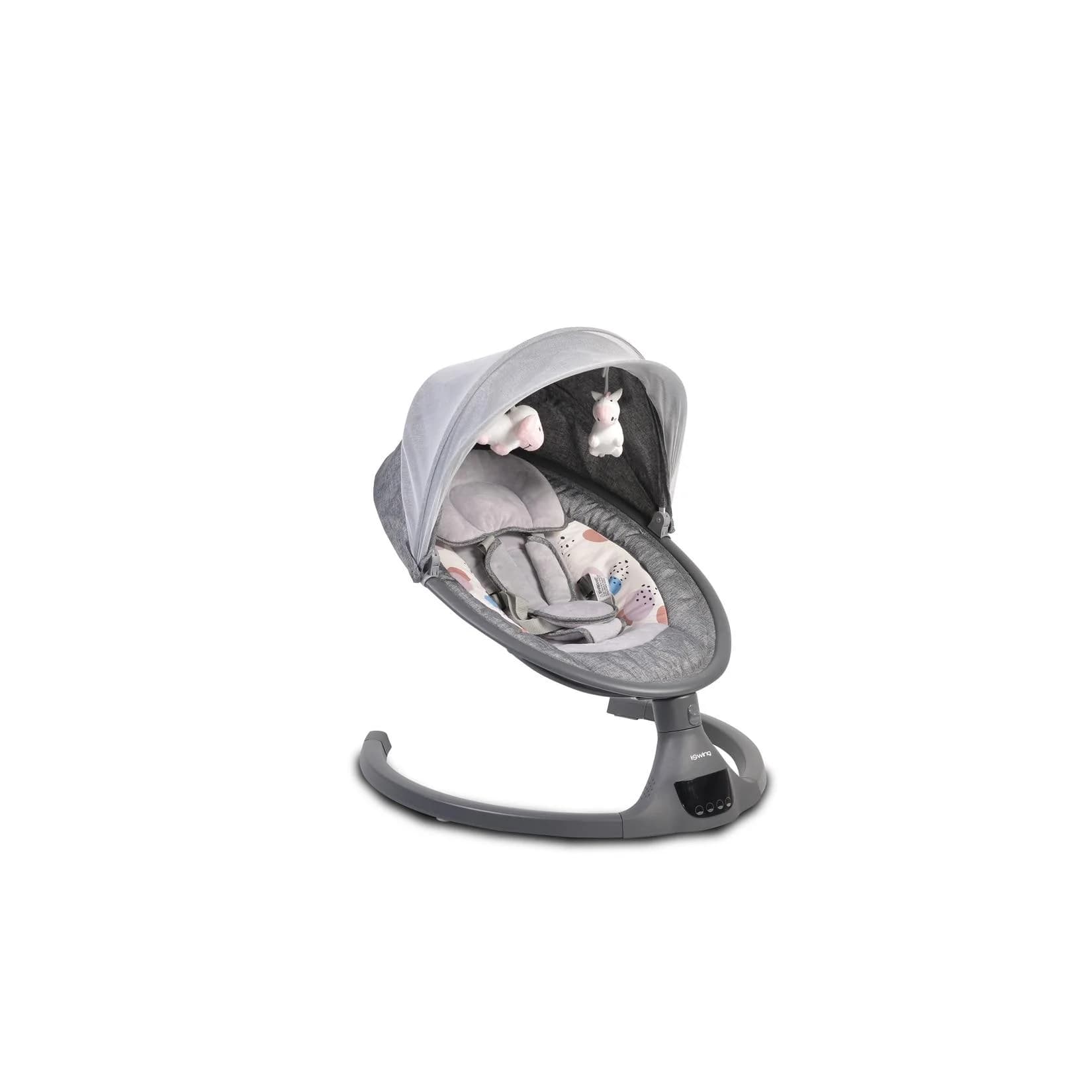 Cangaroo Babywippe iSwing Grau mit Musikfunktion, Timer und Fernbedienung