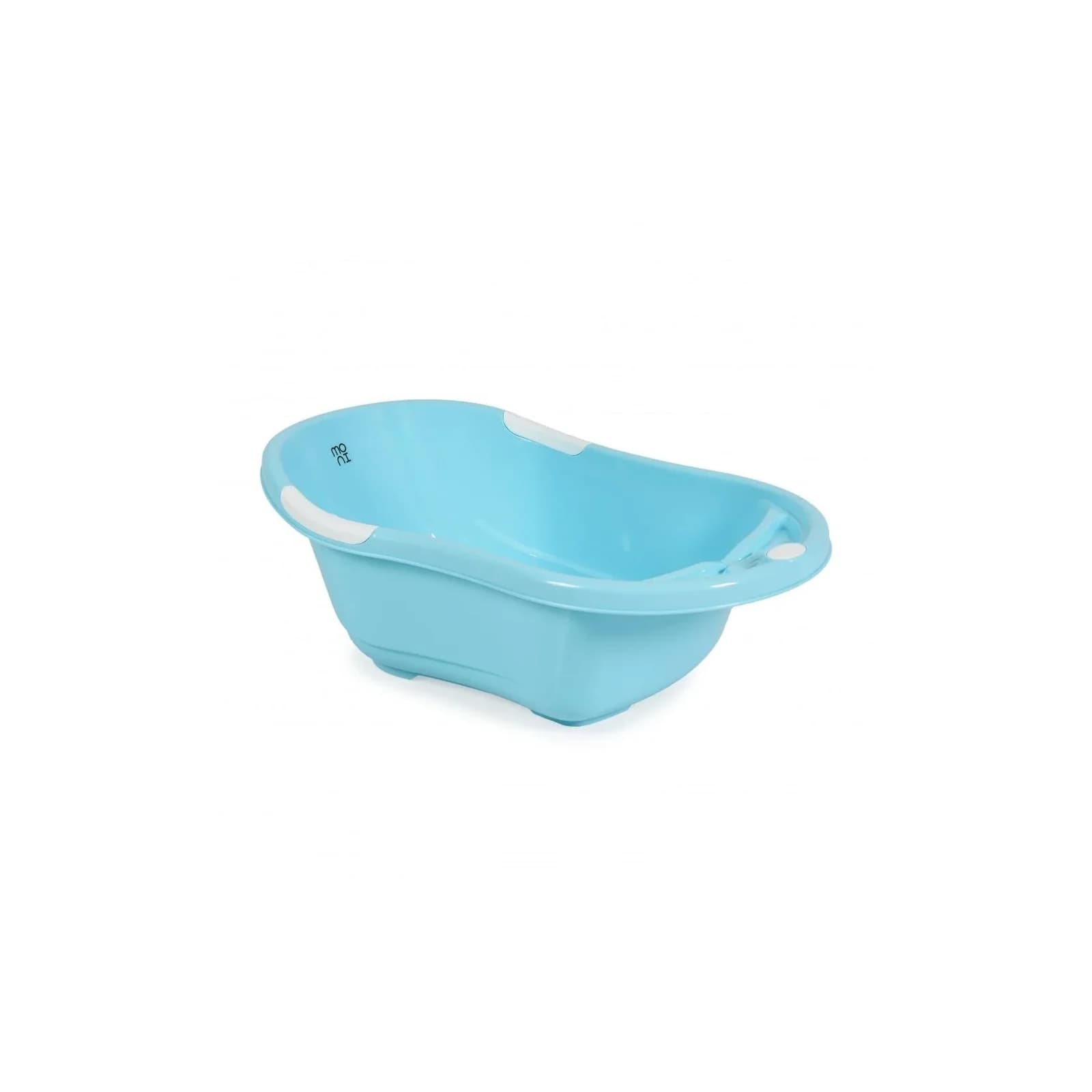 Babybadewanne Lilly Platzsparend mit Wasserablauf, Ablagefächer für Zubehör Blau