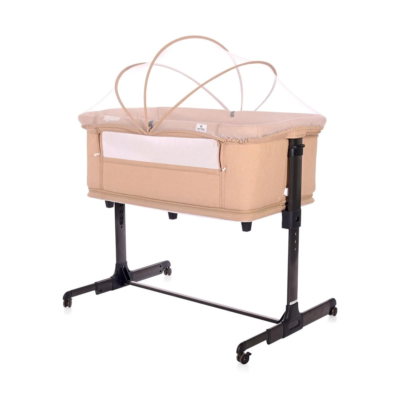 Lorelli Beistellbett Milano 2in1 Beige höhenverstellbar mit Moskitonetz
