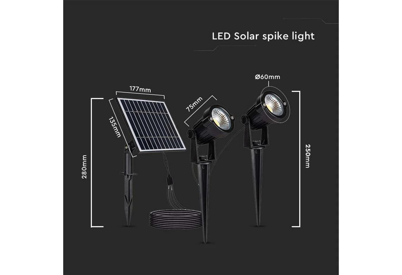 V-TAC Solar LED-Gartenleuchten-Set 2x 1,2 W 3000 K IP65