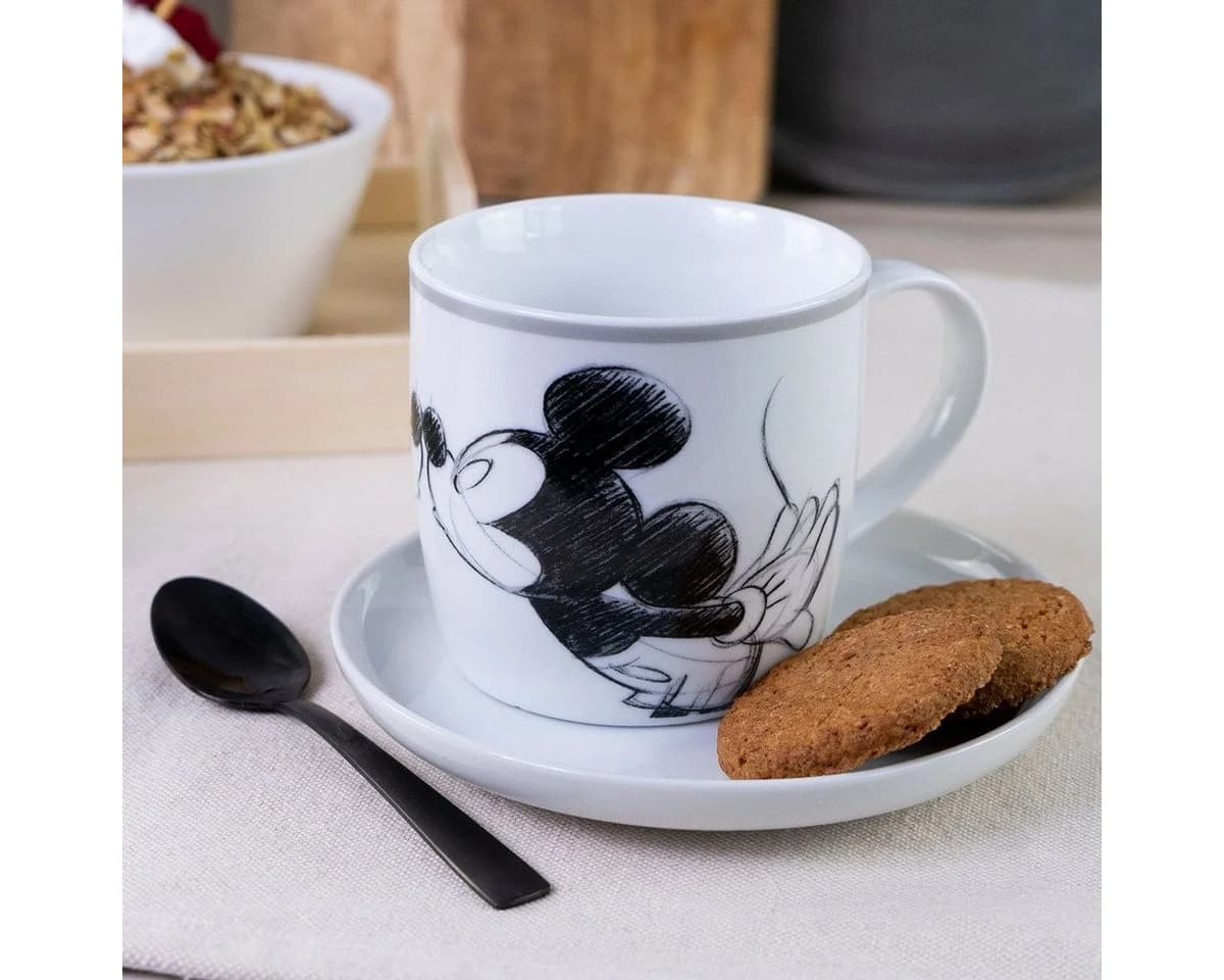 Geda Labels Tasse Mickey Kiss Sketch Grau Porzellan 300ml