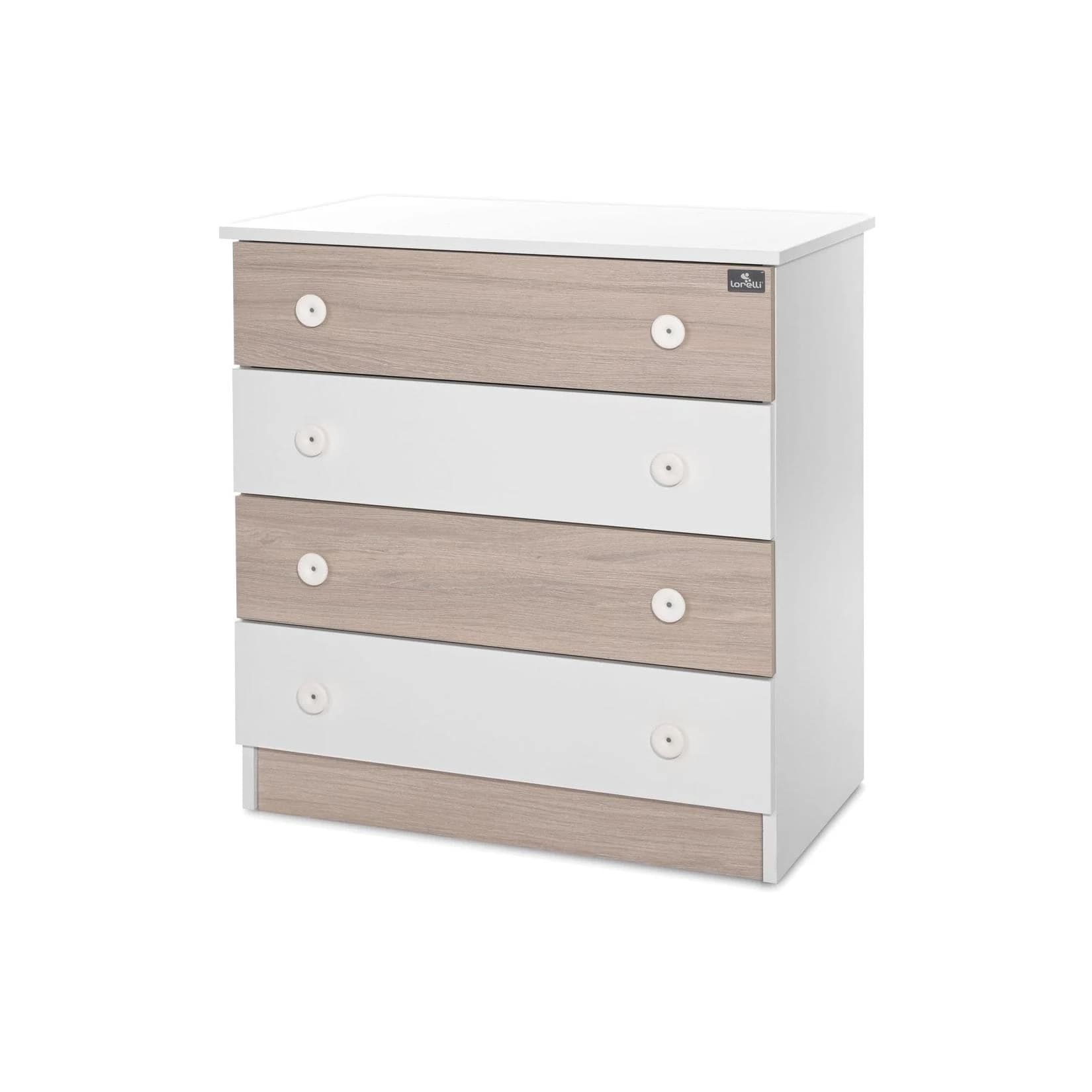 Lorelli Kommode Dresser 4 Schubladen Hellbraun-Weiß