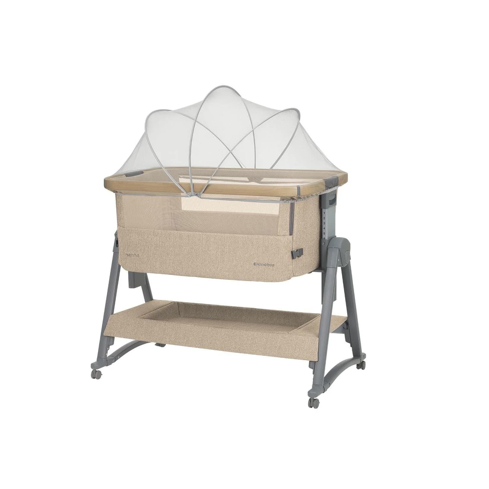 Kikka boo Beistellbett Nanna 2 Matratze Schaukelstäbe Moskitonetz Räder Korb Beige