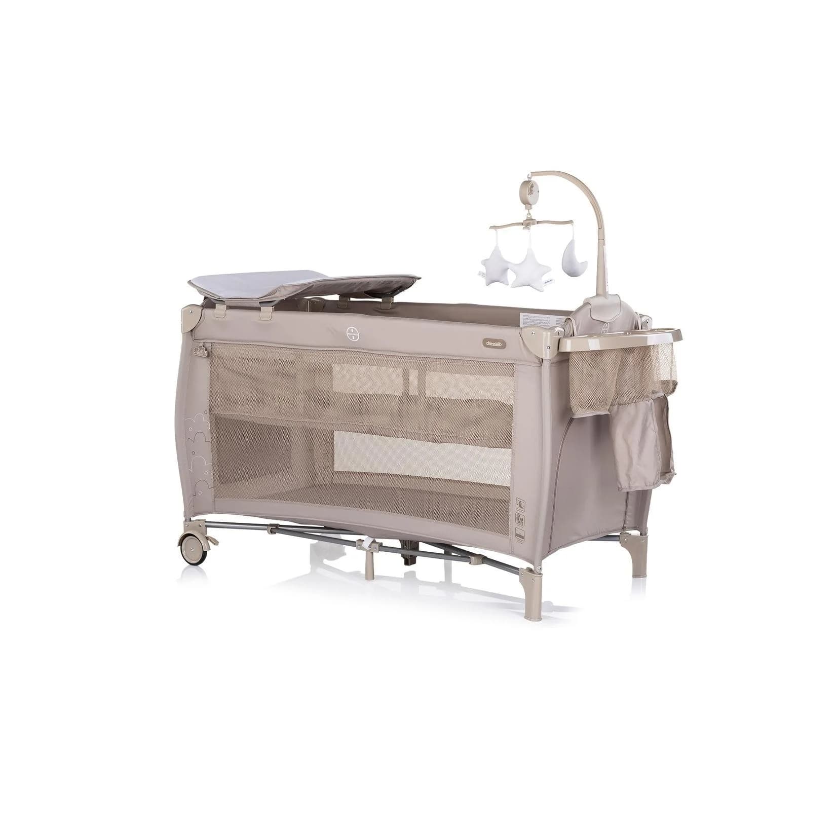 Chipolino Reisebett Bella 2 Ebenen Beige Grau mit Musikmobile