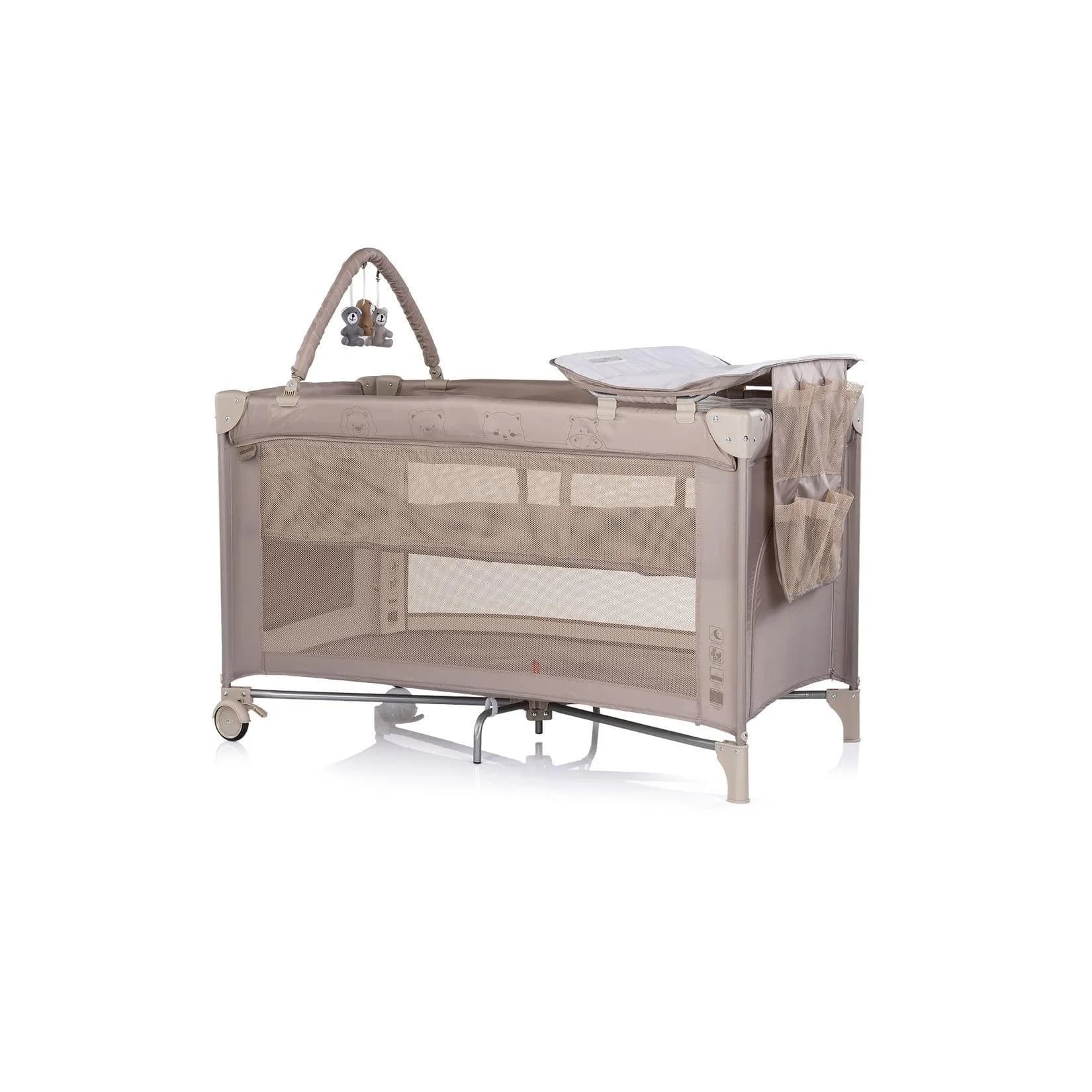 Chipolino Reisebett Luna Beige/Braun mit Wickelauflage & Spielbogen