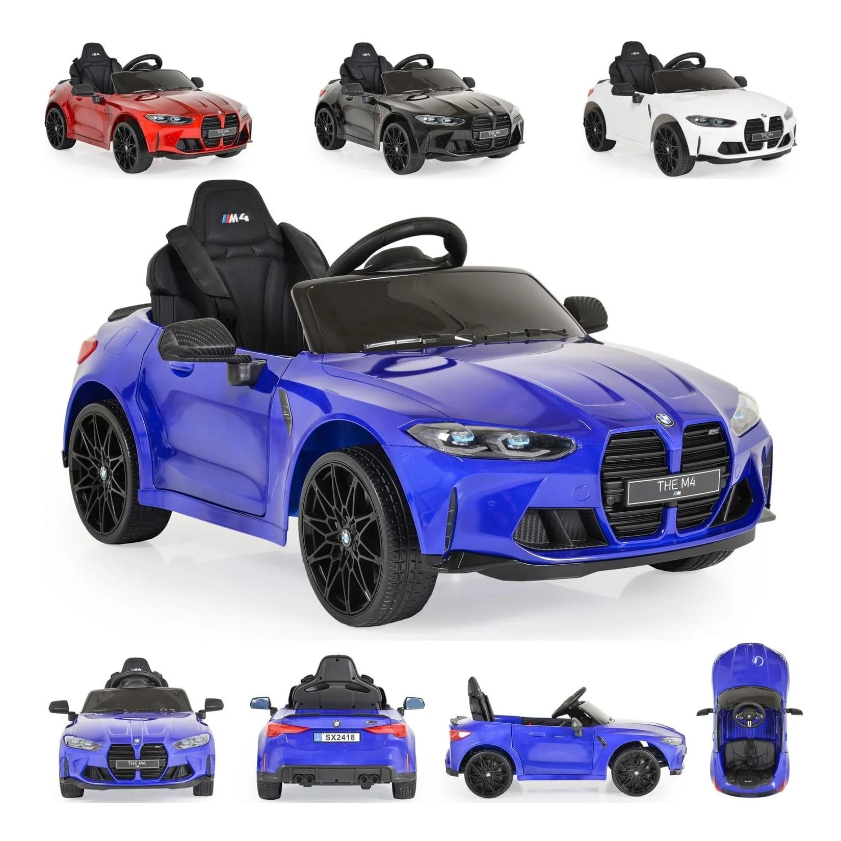Moni Kinder Elektroauto BMW M4 Fernbedienung EVA-Reifen Musikfunktion Blau