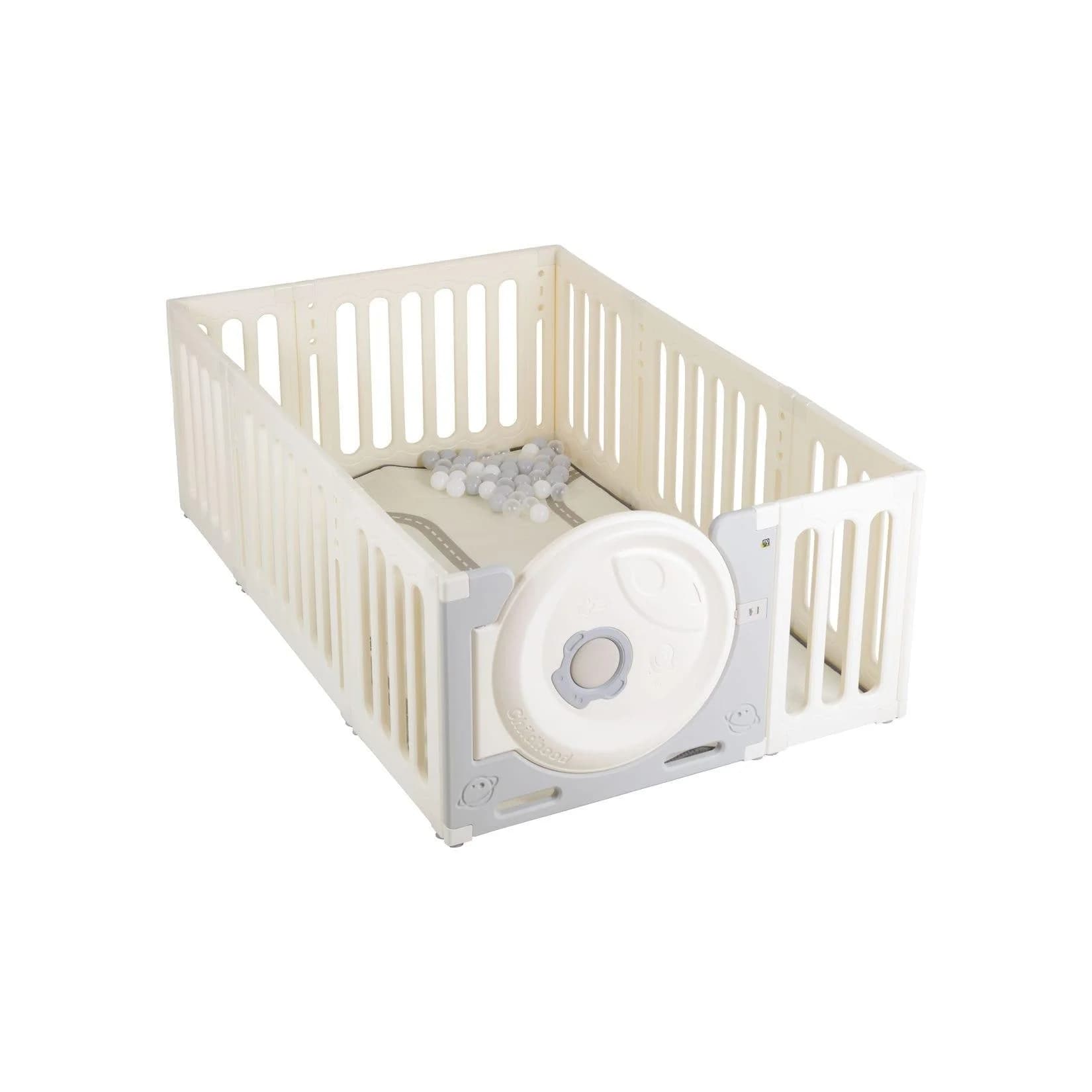 Moni Laufstall Cubby Land Laufgitter Spielmatte 50 Bälle Türe einfache Montage Beige