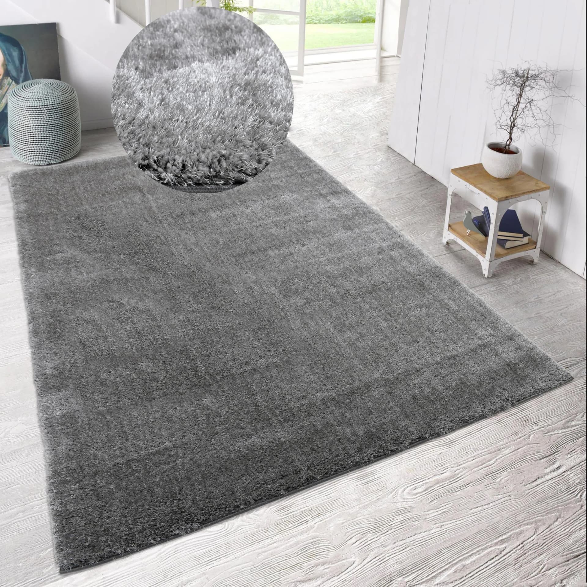 MY HOME Hochflor-Teppich Malin Grau Shaggy 239x320cm