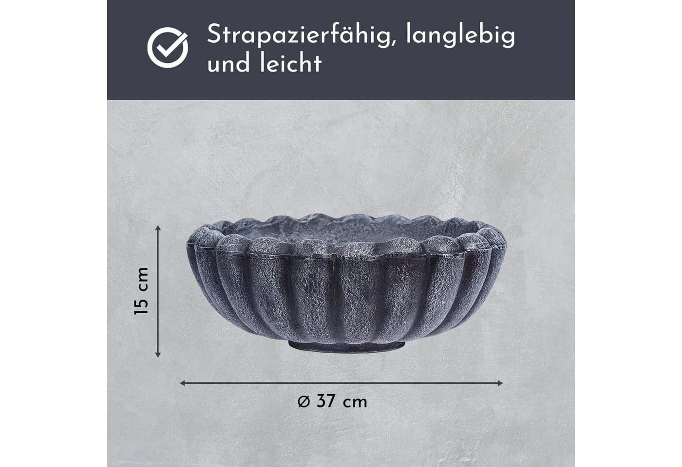 Lemodo Pflanzschale MARGARITE grau Polyethylen