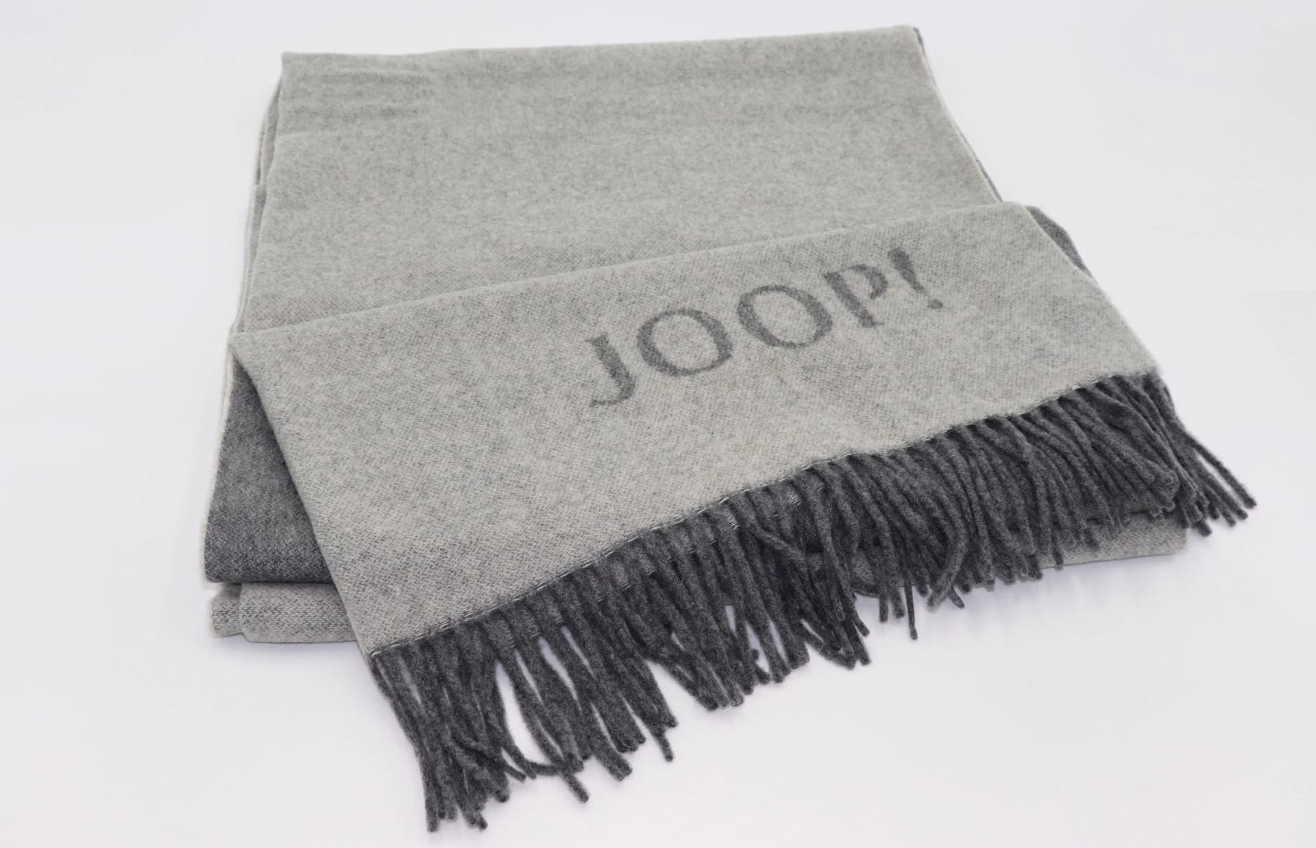 JOOP! Plaid FINE-DOUBLEFACE Grau Wolle Kaschmir