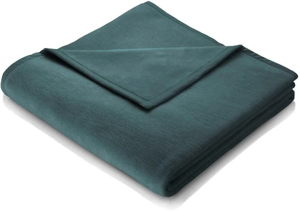 BIEDERLACK Wohndecke Unicolour Smaragdgrün Baumwolle Kuscheldecke