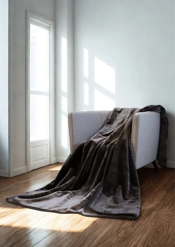 Biederlack Deluxe Wohndecke Uni-Farben Anthrazit Polyester