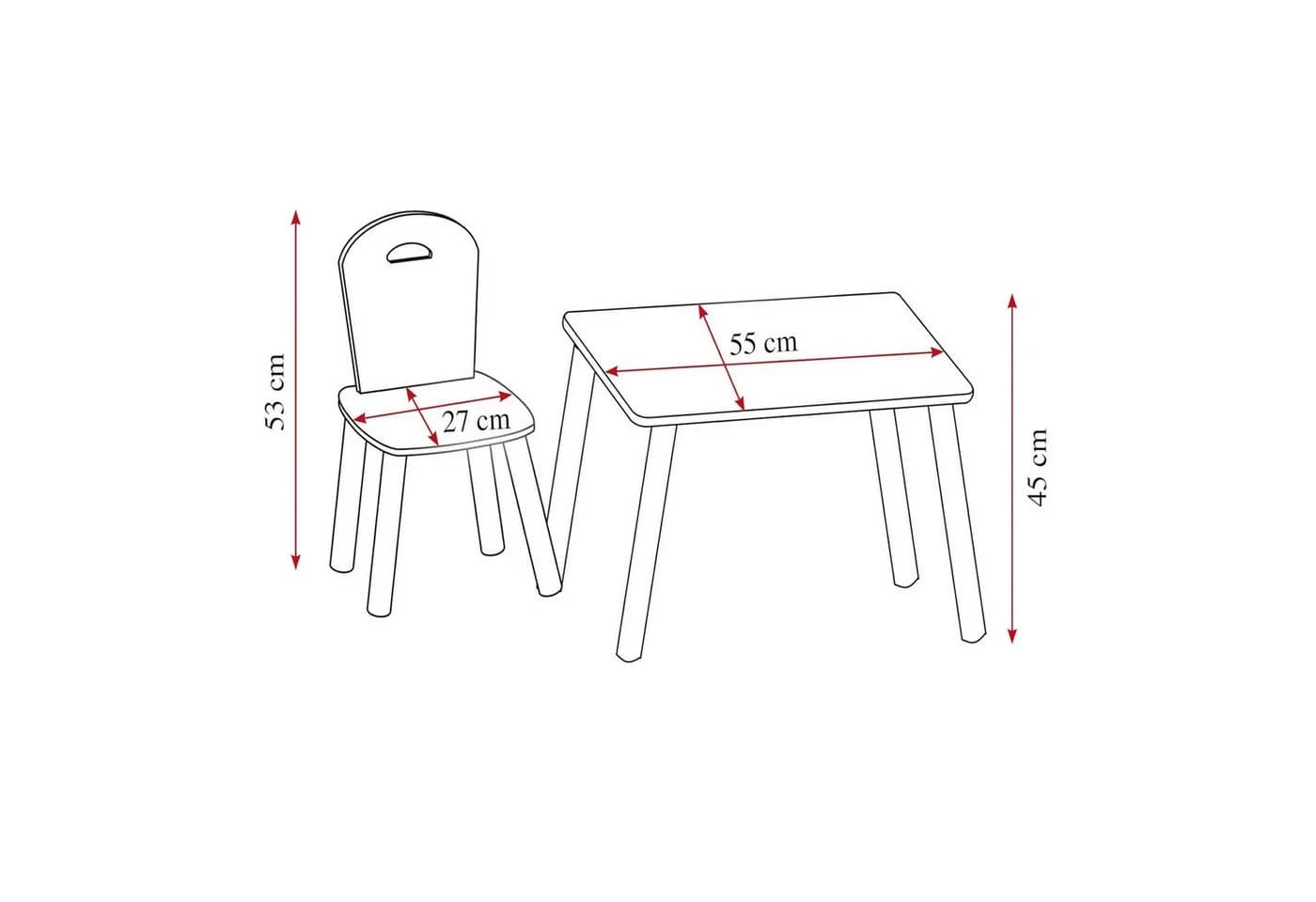 Kesper Kindertisch Set inkl. 2 Stühle Weiß